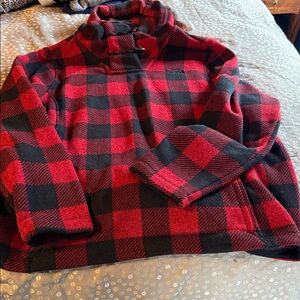 The North Face Red and Black Fleece Hoodie.